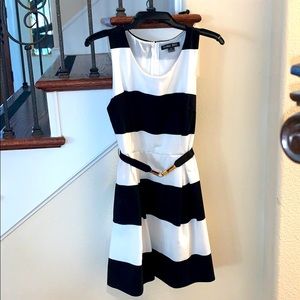 Black and white striped dress